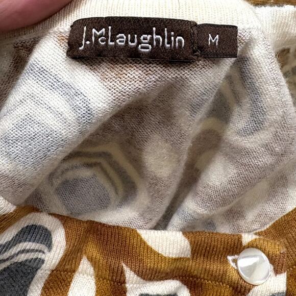 J McLaughlin Size M Cardigan Sweater Retro Print Lightweight Soft Modal Blend - Picture 6 of 15
